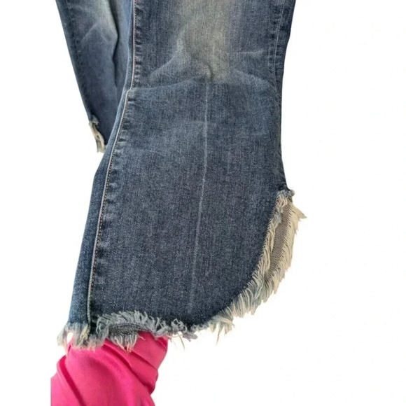 PAIGE Hoxton Straight Ankle Jeans Womens 28 Blue Denim Stretchy Raw Hem Med Wash - Picture 9 of 16